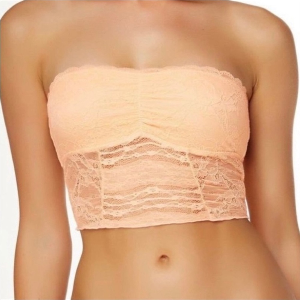 Free People Bandeau Bra Galloon Lace Intimately Size Small Peach Nectar New NWT